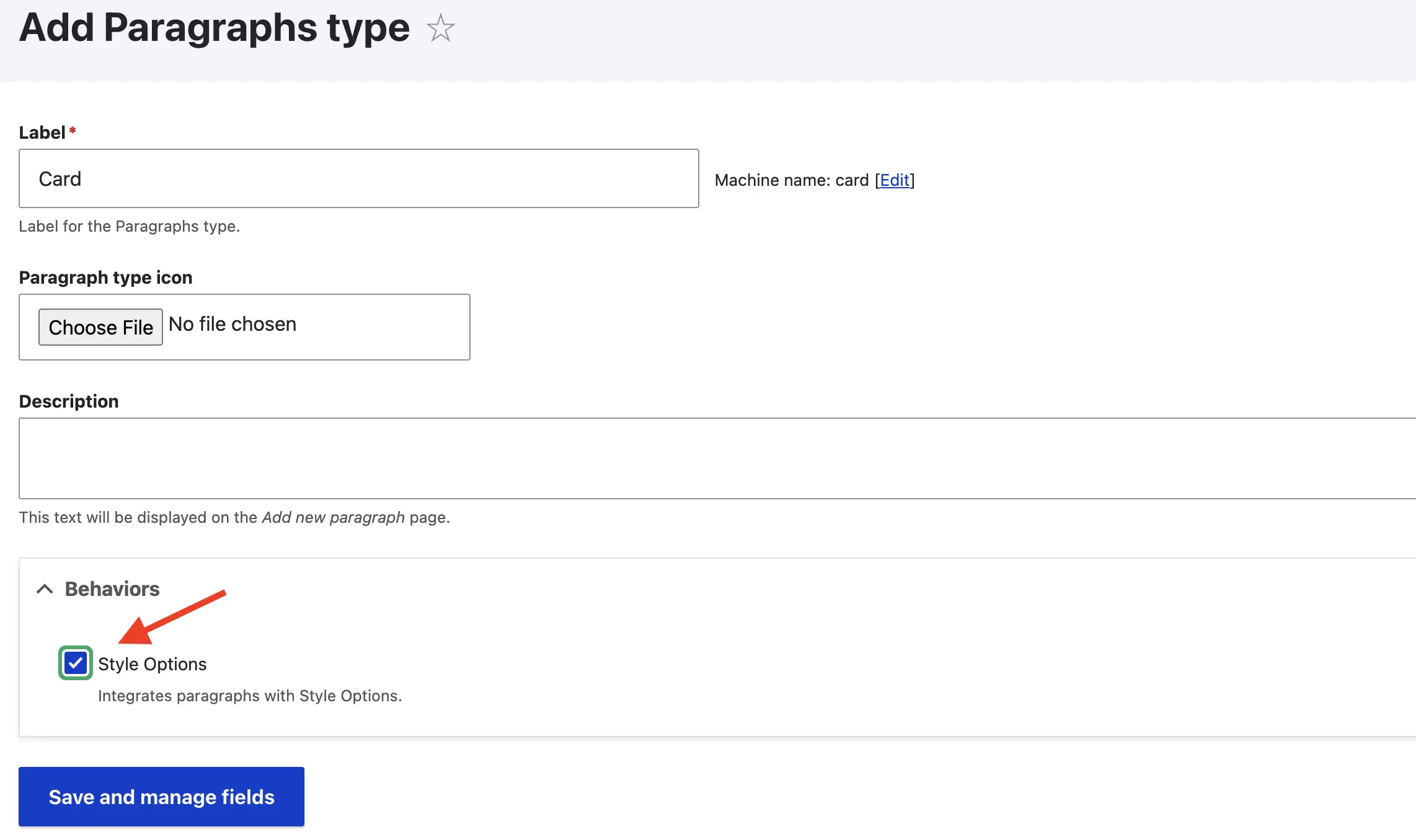 Enable the style options functionality in Card paragraph type