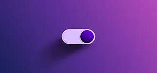Digital on/off switch over a purple gradient