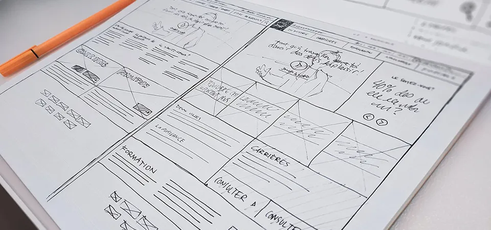 Hand drawing website wireframes