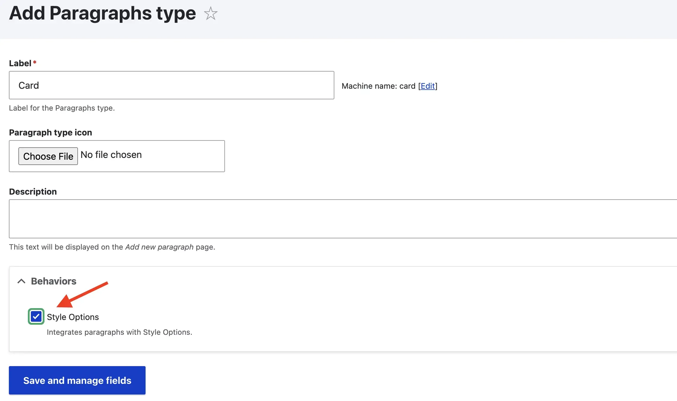 Enable the style options functionality in Card paragraph type